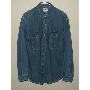 WearGuard Men’s Large LS Denim Button Shirt Blue 100% Cotton Heavyweight